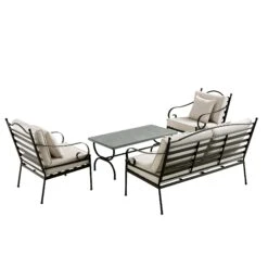 Haymes Indoor And Outdoor Metal Sofa Set With Coffee Table 19 Haymes Indoor And Outdoor Metal Sofa Set With Coffee Table -FINZ Furniture Shop OD SF 1077 BEIGE WB4
