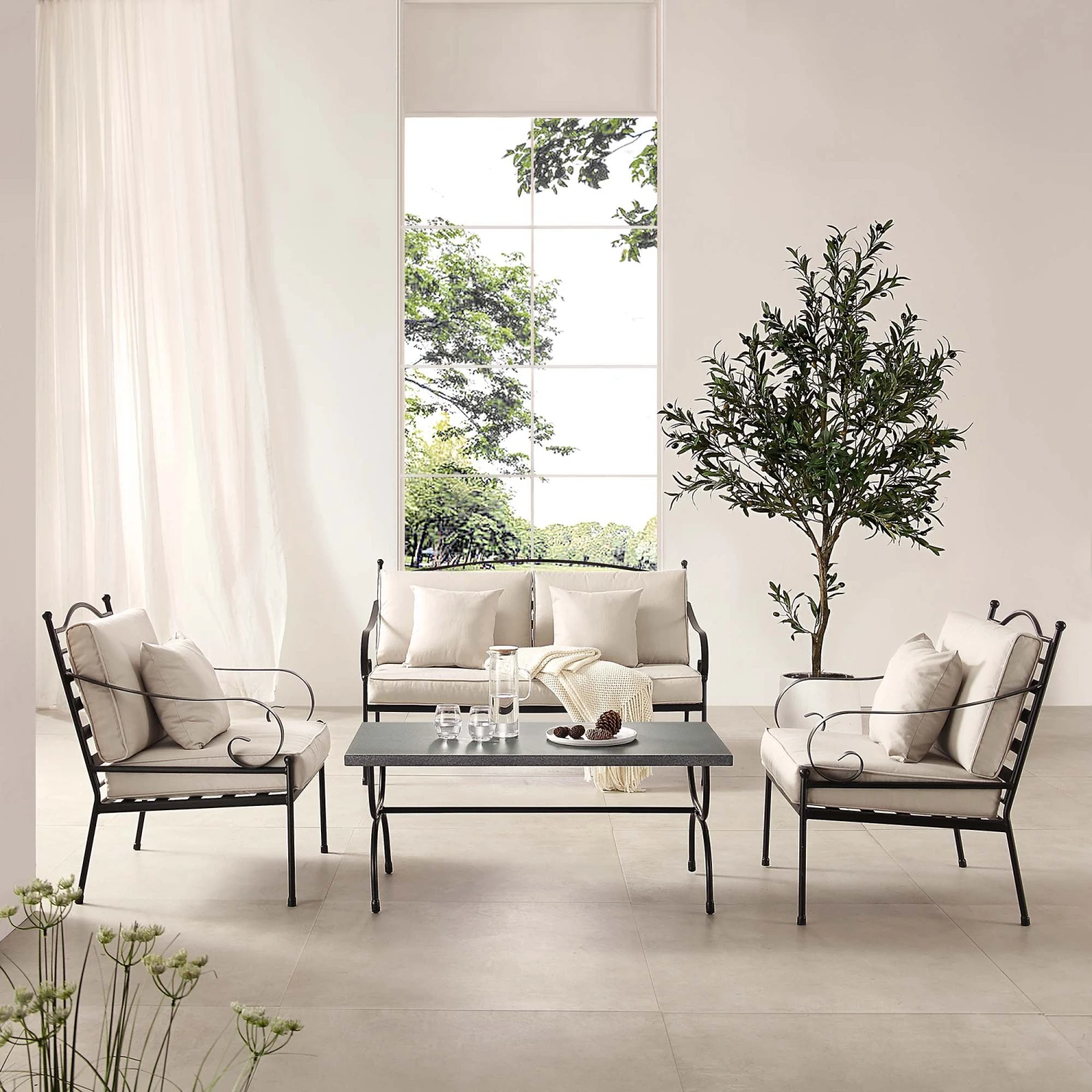 Haymes Indoor And Outdoor Metal Sofa Set With Coffee Table 3 Haymes Indoor And Outdoor Metal Sofa Set With Coffee Table