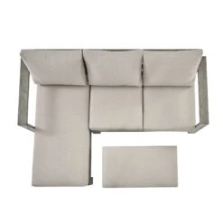 Montrose Aluminium Outdoor Sofa Set With Chaise, Brushed Silver Oak -FINZ Furniture Shop OD SF 2016 WGREY SET WB6