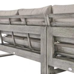 Montrose Aluminium Outdoor Sofa Set With Chaise, Brushed Silver Oak -FINZ Furniture Shop OD SF 2016 WGREY SET detail4