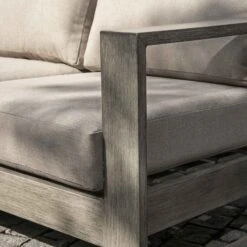 Montrose Aluminium Outdoor Sofa Set With Chaise, Brushed Silver Oak -FINZ Furniture Shop OD SF 2016 WGREY SET scene4