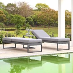 Albany Aluminium Sun Lounger, Grey 19 Albany Aluminium Sun Lounger, Grey -FINZ Furniture Shop OD SLG 155 GREY SET scene1