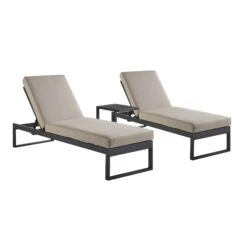 Albany Aluminium Sun Lounger And Side Table Set, Taupe -FINZ Furniture Shop OD SLG 155 TAUPE SET WB1