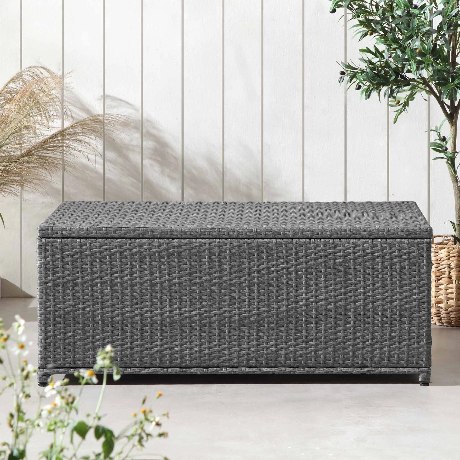 Granchester 120cm Rattan Storage Box, Grey 5 Granchester 120cm Rattan Storage Box, Grey - Image 3