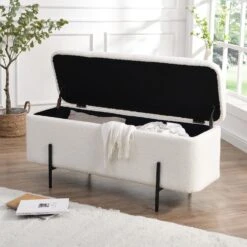 Jed Ecru Boucle 120cm Large Storage Ottoman Bench 15 Jed Ecru Boucle 120cm Large Storage Ottoman Bench -FINZ Furniture Shop OTTO 2245 ECRUBOUCLE scene1