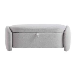 Loha Grey Teddy Boucle 129cm Large Storage Ottoman Bench 16 Loha Grey Teddy Boucle 129cm Large Storage Ottoman Bench -FINZ Furniture Shop OTTO 271 GREY TEDDY WB1