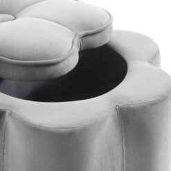 Pollie Grey Velvet Storage Stool -FINZ Furniture Shop POUF 291 GREY VEL detail2
