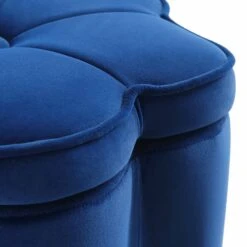 Pollie Navy Velvet Storage Stool -FINZ Furniture Shop POUF 291 NAVY VEL detail1
