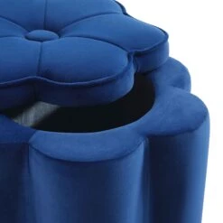 Pollie Navy Velvet Storage Stool -FINZ Furniture Shop POUF 291 NAVY VEL detail2