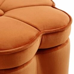 Pollie Orange Velvet Storage Stool -FINZ Furniture Shop POUF 291 ORANGE VEL detail1