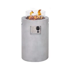 Real Concrete Cylinder 25" (63.5cm) Tall Patio Heater -FINZ Furniture Shop PTHR HL 02 2
