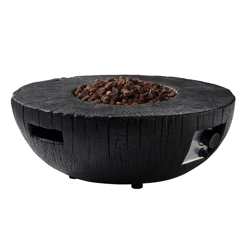 Round Outdoor Charred Wood Effect Concrete Gas Fire Bowl 6 Round Outdoor Charred Wood Effect Concrete Gas Fire Bowl - Image 4