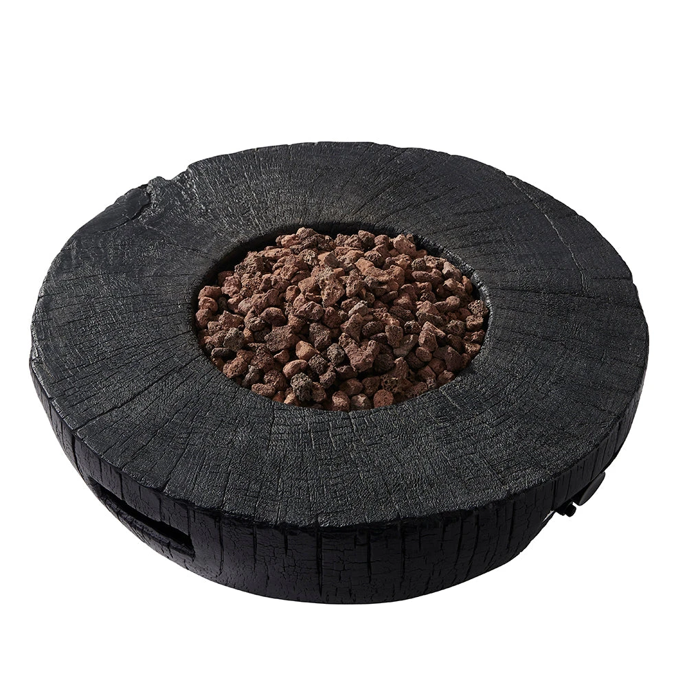 Round Outdoor Charred Wood Effect Concrete Gas Fire Bowl 5 Round Outdoor Charred Wood Effect Concrete Gas Fire Bowl - Image 3