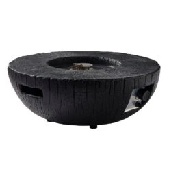 Round Outdoor Charred Wood Effect Concrete Gas Fire Bowl 15 Round Outdoor Charred Wood Effect Concrete Gas Fire Bowl -FINZ Furniture Shop PTHR HL 03 BLACK 4
