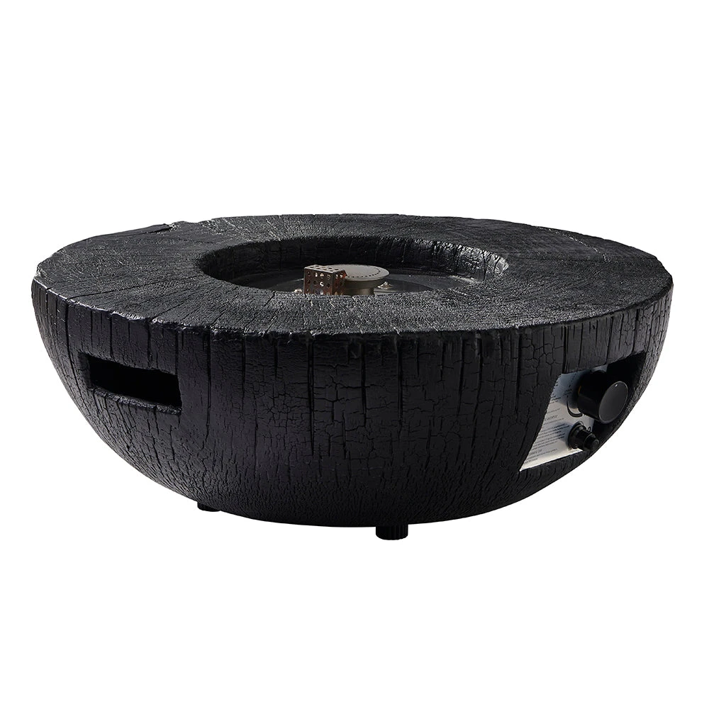 Round Outdoor Charred Wood Effect Concrete Gas Fire Bowl 8 Round Outdoor Charred Wood Effect Concrete Gas Fire Bowl - Image 6