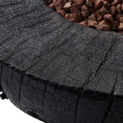 Round Outdoor Charred Wood Effect Concrete Gas Fire Bowl 17 Round Outdoor Charred Wood Effect Concrete Gas Fire Bowl -FINZ Furniture Shop PTHR HL 03 BLACK detail1