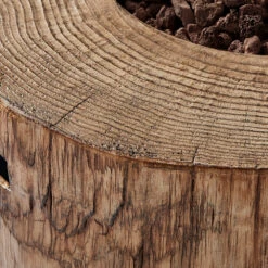 Round Outdoor Gas Fire Bowl Rustic Wood Effect 16 Round Outdoor Gas Fire Bowl Rustic Wood Effect -FINZ Furniture Shop PTHR HL 04 WOOD 5