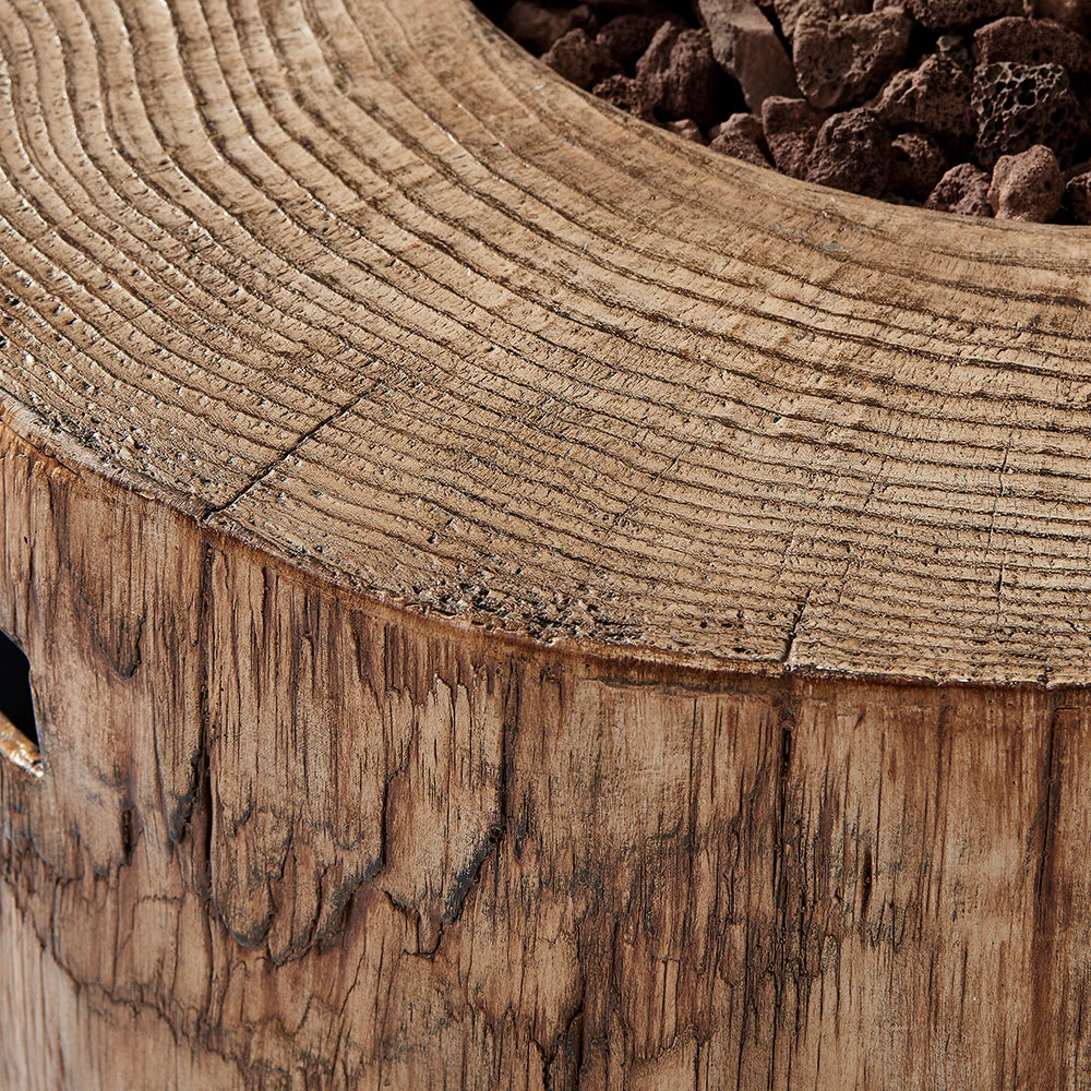 Round Outdoor Gas Fire Bowl Rustic Wood Effect 9 Round Outdoor Gas Fire Bowl Rustic Wood Effect - Image 7