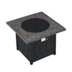 Square Outdoor 32" X 32" 50,000BTUs Real Concrete Gas Firepit Table 12 Square Outdoor 32" X 32" 50,000BTUs Real Concrete Gas Firepit Table -FINZ Furniture Shop PTHR HL 05 GREYBLACK 3