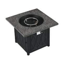 Square Outdoor 32" X 32" 50,000BTUs Real Concrete Gas Firepit Table 14 Square Outdoor 32" X 32" 50,000BTUs Real Concrete Gas Firepit Table -FINZ Furniture Shop PTHR HL 05 GREYBLACK 4