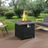 Square Outdoor 32" X 32" 50,000BTUs Real Concrete Gas Firepit Table 2 Square Outdoor 32" X 32" 50,000BTUs Real Concrete Gas Firepit Table -FINZ Furniture Shop PTHR HL 05 GREYBLACK scene1