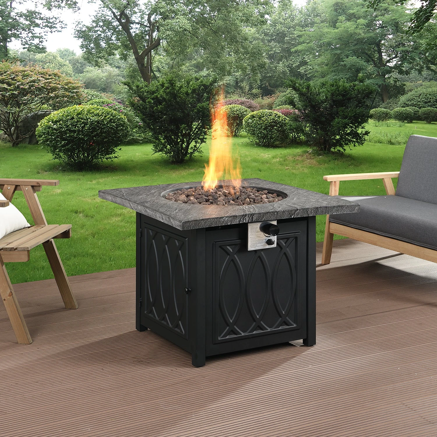 Square Outdoor 32" X 32" 50,000BTUs Real Concrete Gas Firepit Table 3 Square Outdoor 32" X 32" 50,000BTUs Real Concrete Gas Firepit Table