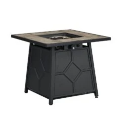 Square Outdoor 30" X 30"40,000BTUs Real Concrete Fire Pit Table 12 Square Outdoor 30" X 30"40,000BTUs Real Concrete Fire Pit Table -FINZ Furniture Shop PTHR HL 06 GREYBLACK 2