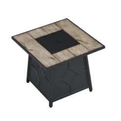 Square Outdoor 30" X 30"40,000BTUs Real Concrete Fire Pit Table 11 Square Outdoor 30" X 30"40,000BTUs Real Concrete Fire Pit Table -FINZ Furniture Shop PTHR HL 06 GREYBLACK 3
