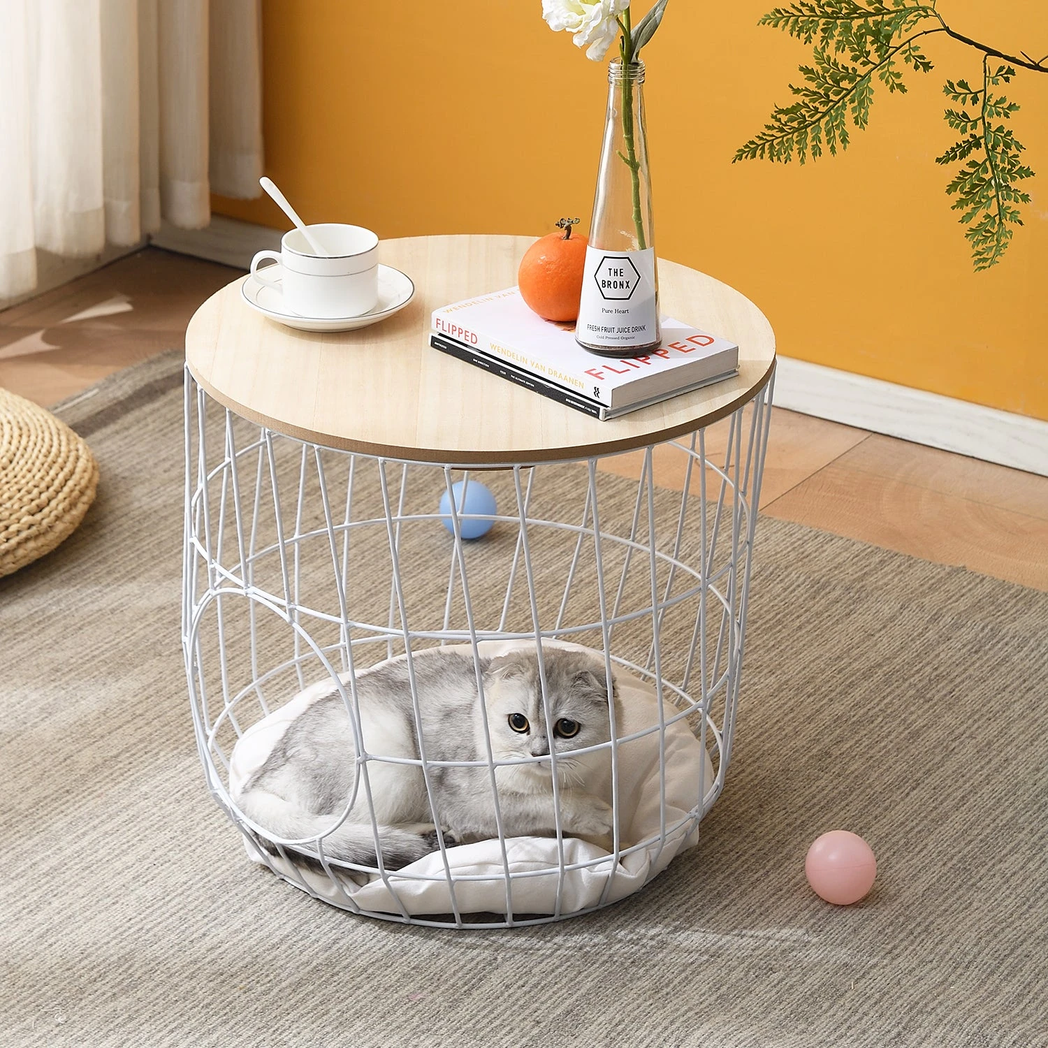 Mau Side Table/Indoor Cat House With Cushion (White) 4 Mau Side Table/Indoor Cat House With Cushion (White) - Image 2