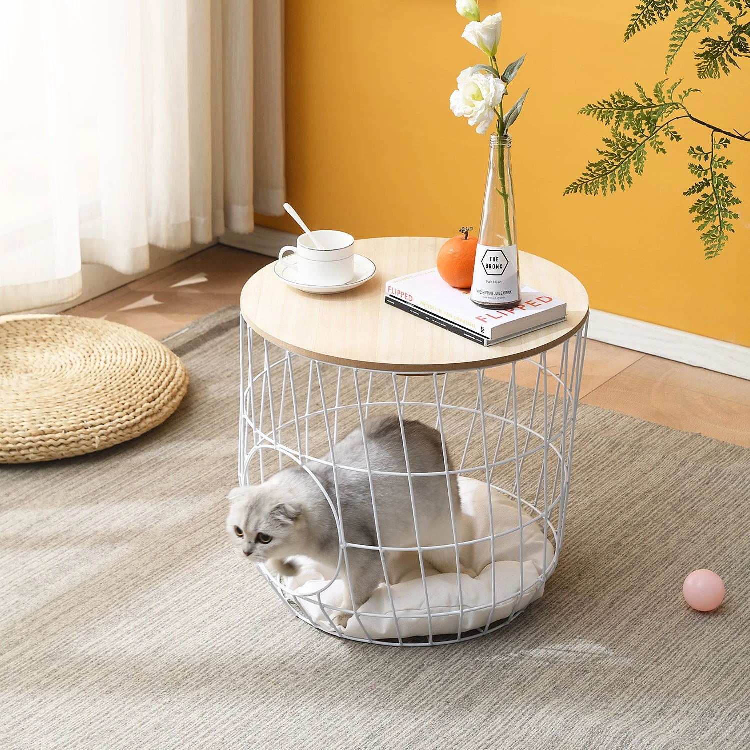 Mau Side Table/Indoor Cat House With Cushion (White) 3 Mau Side Table/Indoor Cat House With Cushion (White)