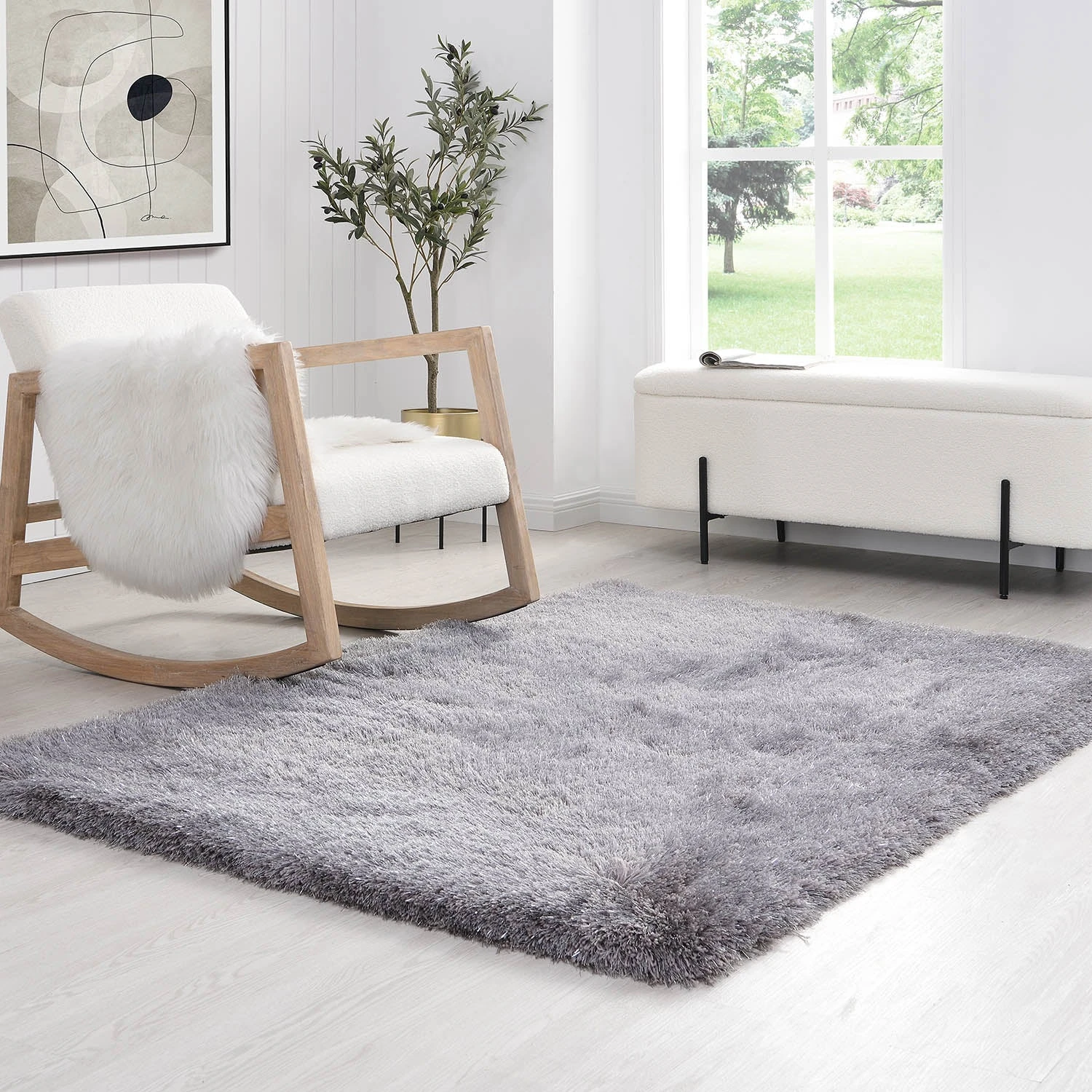 Silver Tufted Shaggy Rug 120 X 170 Cm 3 Silver Tufted Shaggy Rug 120 X 170 Cm