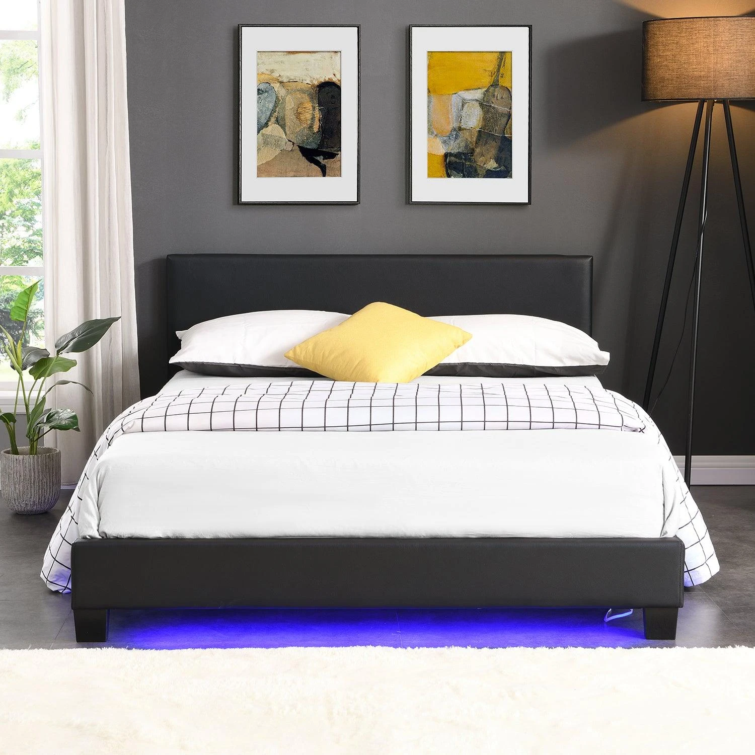 URSA Black PU Leather Bed Frame With LED On Footend 4 URSA Black PU Leather Bed Frame With LED On Footend - Image 2