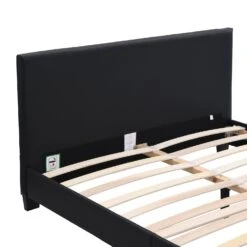 URSA Black PU Leather Bed Frame With LED On Footend 17 URSA Black PU Leather Bed Frame With LED On Footend -FINZ Furniture Shop SF804BLACK detail1