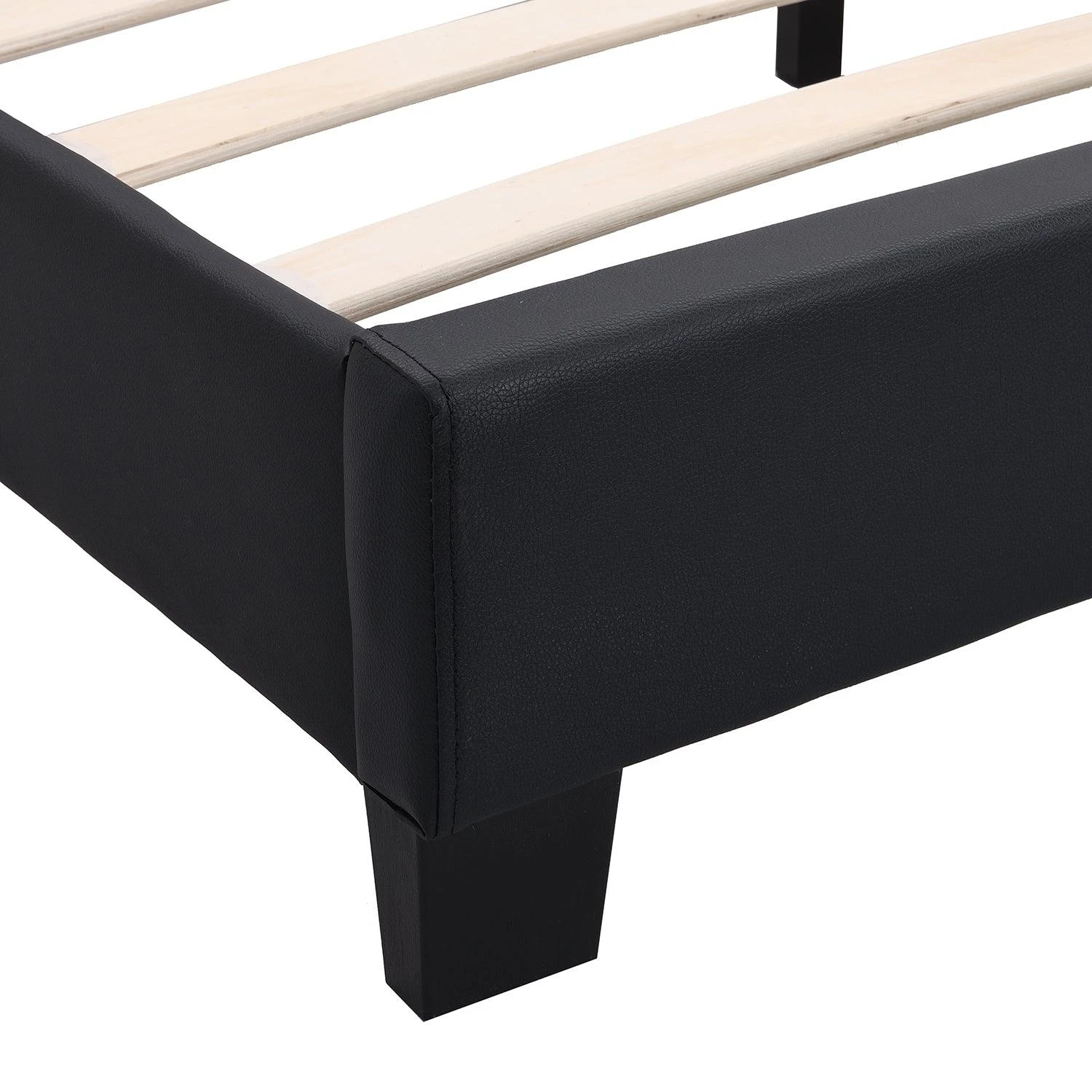 URSA Black PU Leather Bed Frame With LED On Footend 11 URSA Black PU Leather Bed Frame With LED On Footend - Image 9