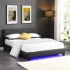 URSA Black PU Leather Bed Frame With LED On Footend 2 URSA Black PU Leather Bed Frame With LED On Footend -FINZ Furniture Shop SF804BLACK main