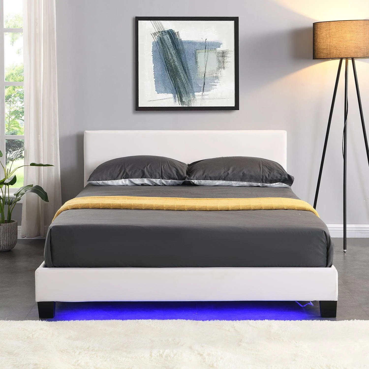 URSA White PU Leather Bed Frame With LED On Footend 4 URSA White PU Leather Bed Frame With LED On Footend - Image 2