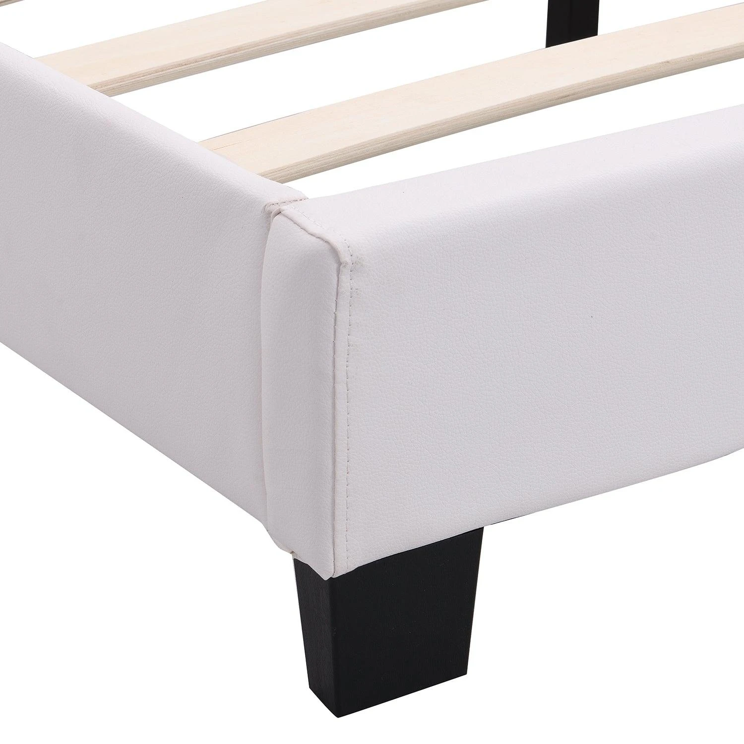 URSA White PU Leather Bed Frame With LED On Footend 11 URSA White PU Leather Bed Frame With LED On Footend - Image 9