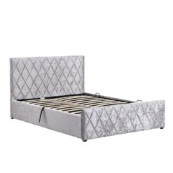 Cherry Tree Furniture HAYDEN Crushed Velvet Side Lift Storage Ottoman Upholstered Bed Frame Silver -FINZ Furniture Shop SF874Silver 2