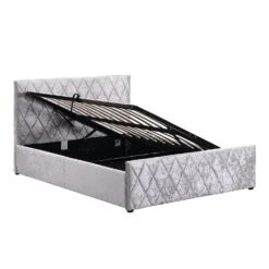 Cherry Tree Furniture HAYDEN Crushed Velvet Side Lift Storage Ottoman Upholstered Bed Frame Silver -FINZ Furniture Shop SF874Silver 4