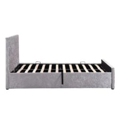 Cherry Tree Furniture HAYDEN Crushed Velvet Side Lift Storage Ottoman Upholstered Bed Frame Silver -FINZ Furniture Shop SF874Silver 5