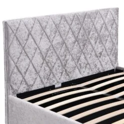 Cherry Tree Furniture HAYDEN Crushed Velvet Side Lift Storage Ottoman Upholstered Bed Frame Silver -FINZ Furniture Shop SF874Silver detail1