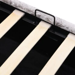 Cherry Tree Furniture HAYDEN Crushed Velvet Side Lift Storage Ottoman Upholstered Bed Frame Silver -FINZ Furniture Shop SF874Silver detail3