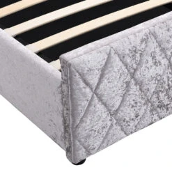 Cherry Tree Furniture HAYDEN Crushed Velvet Side Lift Storage Ottoman Upholstered Bed Frame Silver -FINZ Furniture Shop SF874Silver detail4