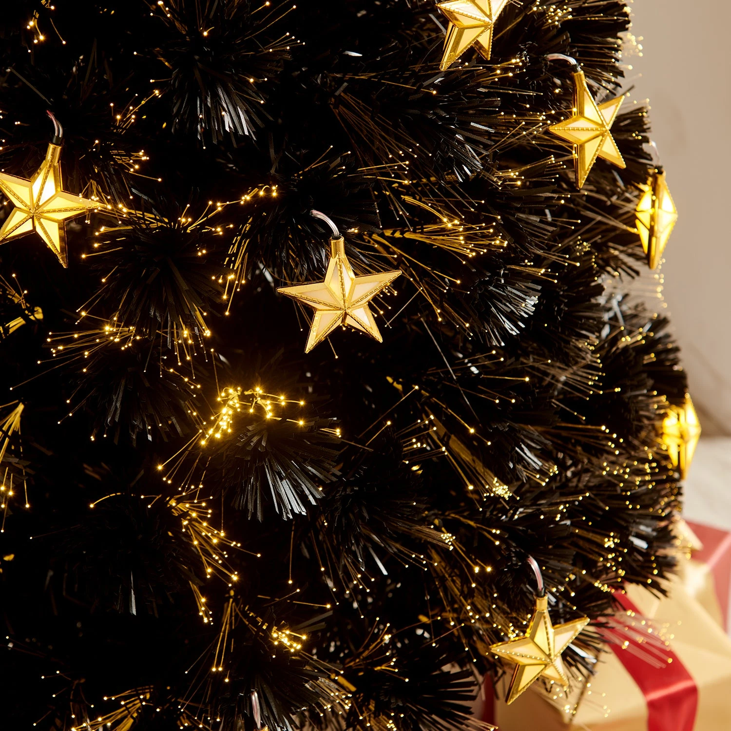 Fibre Optic Artificial Black Pine Christmas Tree With Pre-lit Warm White LED Lights (4ft To 6ft) 7 Fibre Optic Artificial Black Pine Christmas Tree With Pre-lit Warm White LED Lights (4ft To 6ft) - Image 5