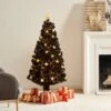 Fibre Optic Artificial Black Pine Christmas Tree With Pre-lit Warm White LED Lights (4ft To 6ft) -FINZ Furniture Shop XMSTR 01 BLACKLED main