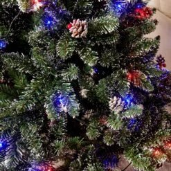 Snow Tipped Frosted Artificial Pines & Berries Christmas Tree With Pre-lit Multi-colour LED Lights (5ft To 8ft) 11 Snow Tipped Frosted Artificial Pines & Berries Christmas Tree With Pre-lit Multi-colour LED Lights (5ft To 8ft) -FINZ Furniture Shop XMSTR 2 FROGRNCLED detail1