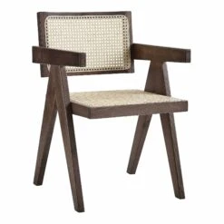 Jeanne Dark Walnut Cane Rattan Solid Beech Wood Dining Chair -FINZ Furniture Shop XN 1933C DARKWALNUT WB1