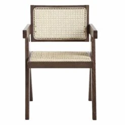 Jeanne Dark Walnut Cane Rattan Solid Beech Wood Dining Chair -FINZ Furniture Shop XN 1933C DARKWALNUT WB2