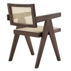 Jeanne Dark Walnut Cane Rattan Solid Beech Wood Dining Chair -FINZ Furniture Shop XN 1933C DARKWALNUT WB4