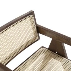 Jeanne Dark Walnut Cane Rattan Solid Beech Wood Dining Chair -FINZ Furniture Shop XN 1933C DARKWALNUT detail1